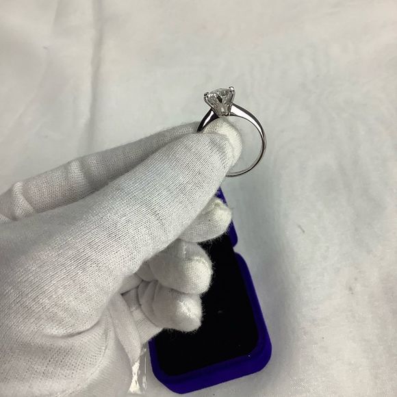 White Gold Plated Sterling Silver 100% Genuine Moissanite Diamond Ring - Picture 4 of 12